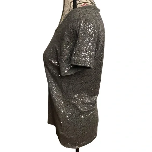 DKNY Shimmering Dark Gray Short Sleeve Tee - Picture 2 of 8